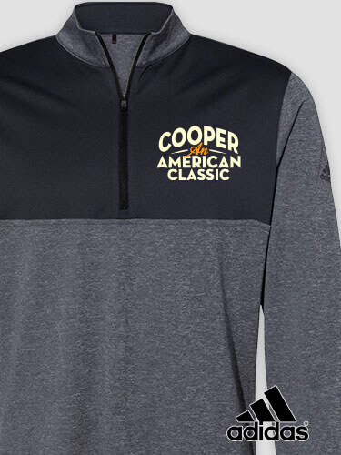 American Classic Black Heather/Graphite Embroidered Adidas Quarter-Zip Pullover