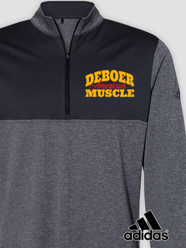 American Muscle Car Black Heather/Graphite Embroidered Adidas Quarter-Zip Pullover