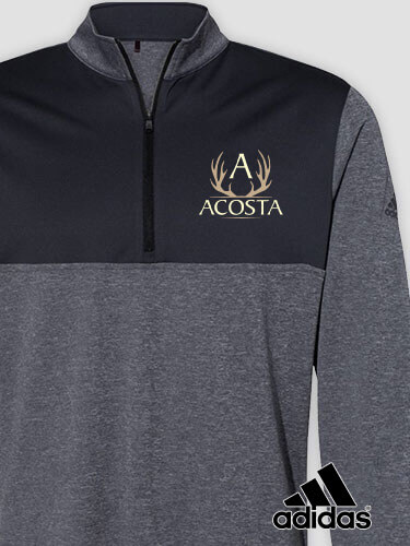 Antler Monogram Black Heather/Graphite Embroidered Adidas Quarter-Zip Pullover