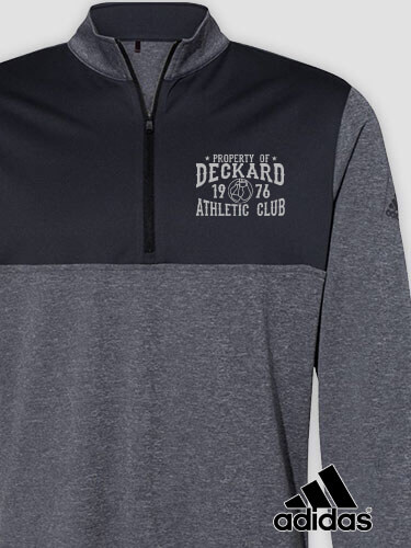 Athletic Club Black Heather/Graphite Embroidered Adidas Quarter-Zip Pullover