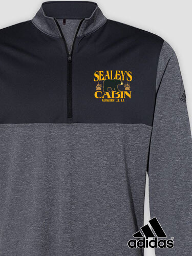 Bear Cabin Black Heather/Graphite Embroidered Adidas Quarter-Zip Pullover