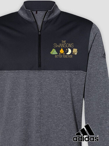 Better Together Camping Black Heather/Graphite Embroidered Adidas Quarter-Zip Pullover