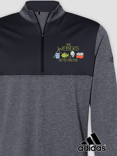 Better Together Fishing Black Heather/Graphite Embroidered Adidas Quarter-Zip Pullover