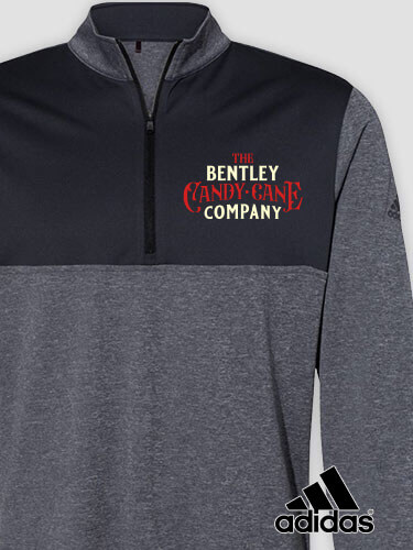 Candy Cane Company Black Heather/Graphite Embroidered Adidas Quarter-Zip Pullover