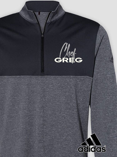 Chef Black Heather/Graphite Embroidered Adidas Quarter-Zip Pullover