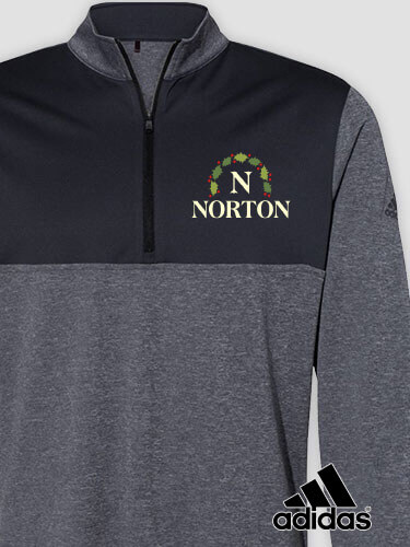 Christmas Monogram Black Heather/Graphite Embroidered Adidas Quarter-Zip Pullover