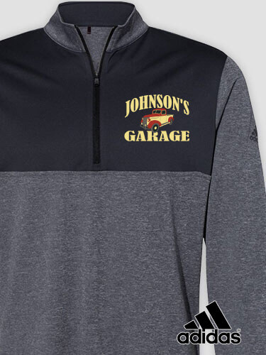 Classic Garage Black Heather/Graphite Embroidered Adidas Quarter-Zip Pullover
