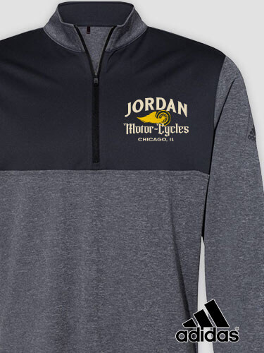 Classic Motorcycles Black Heather/Graphite Embroidered Adidas Quarter-Zip Pullover