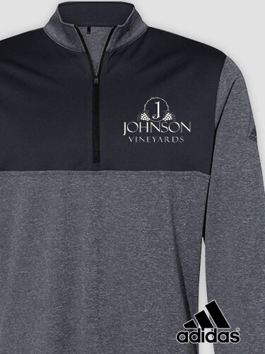 Classic Vineyards Black Heather/Graphite Embroidered Adidas Quarter-Zip Pullover