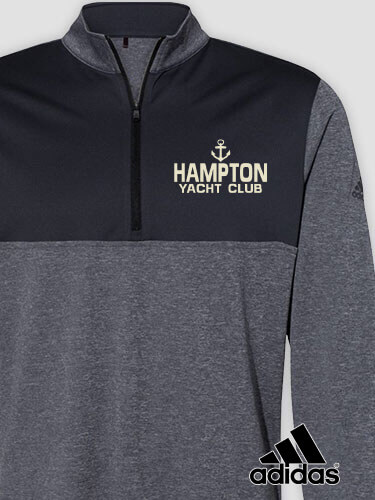 Classic Yacht Club Black Heather/Graphite Embroidered Adidas Quarter-Zip Pullover