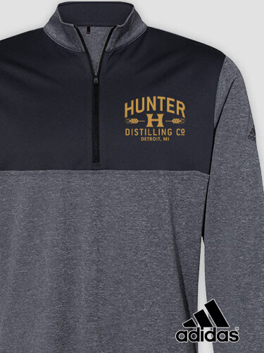 Distilling Company Black Heather/Graphite Embroidered Adidas Quarter-Zip Pullover