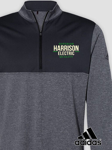 Electric Black Heather/Graphite Embroidered Adidas Quarter-Zip Pullover