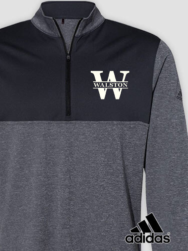 Family Monogram Black Heather/Graphite Embroidered Adidas Quarter-Zip Pullover