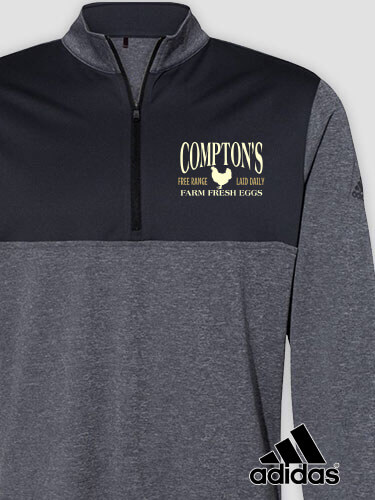 Farm Fresh Eggs Black Heather/Graphite Embroidered Adidas Quarter-Zip Pullover