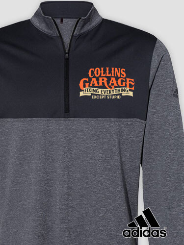Fixing Everything Garage Black Heather/Graphite Embroidered Adidas Quarter-Zip Pullover