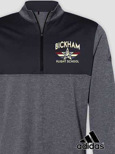 Flight School Black Heather/Graphite Embroidered Adidas Quarter-Zip Pullover