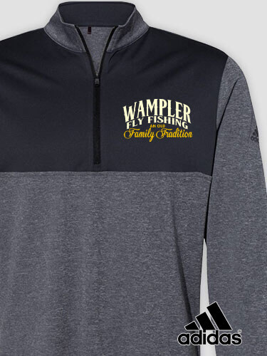 Fly Fishing Family Tradition Black Heather/Graphite Embroidered Adidas Quarter-Zip Pullover