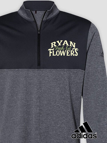 Fresh Cut Flowers Black Heather/Graphite Embroidered Adidas Quarter-Zip Pullover