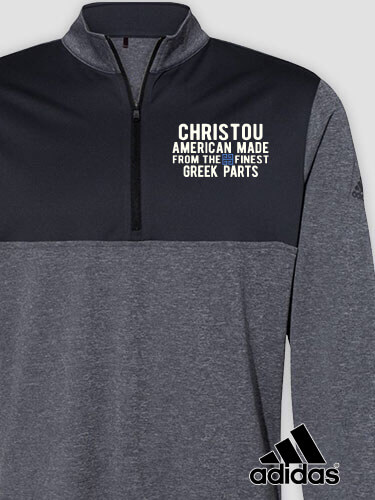 Greek Parts Black Heather/Graphite Embroidered Adidas Quarter-Zip Pullover