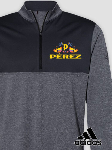 Hispanic Monogram Black Heather/Graphite Embroidered Adidas Quarter-Zip Pullover