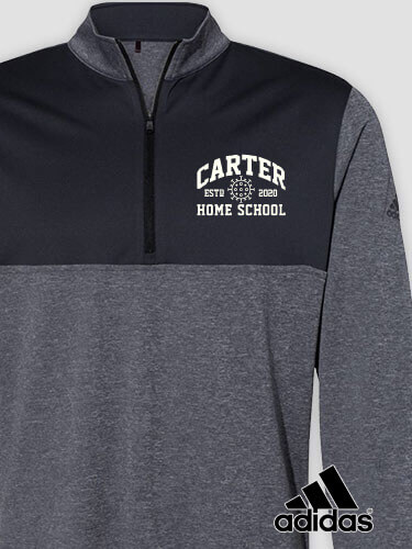 Homeschool 2020 Black Heather/Graphite Embroidered Adidas Quarter-Zip Pullover