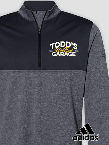 Hot Rod Garage BP Black Heather/Graphite Embroidered Adidas Quarter-Zip Pullover