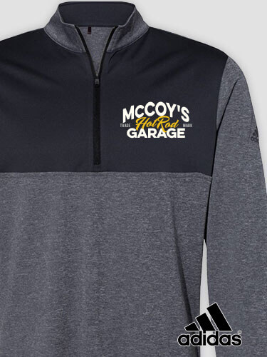 Hot Rod Garage Black Heather/Graphite Embroidered Adidas Quarter-Zip Pullover