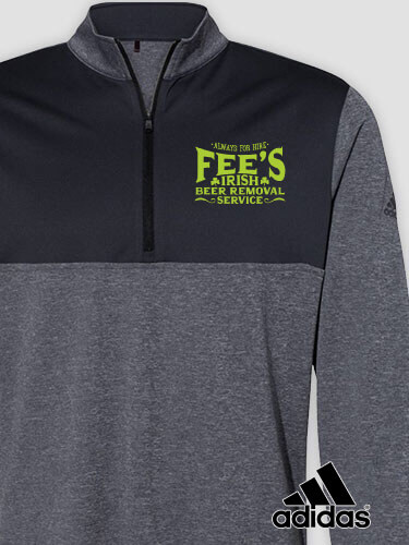 Irish Beer Removal Service Black Heather/Graphite Embroidered Adidas Quarter-Zip Pullover