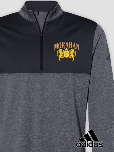 Irish Crest Black Heather/Graphite Embroidered Adidas Quarter-Zip Pullover