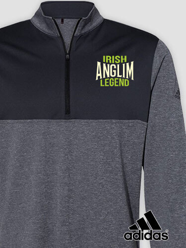 Irish Legend Black Heather/Graphite Embroidered Adidas Quarter-Zip Pullover