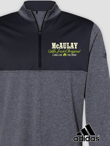 Irish Original Black Heather/Graphite Embroidered Adidas Quarter-Zip Pullover