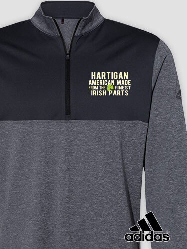 Irish Parts Black Heather/Graphite Embroidered Adidas Quarter-Zip Pullover