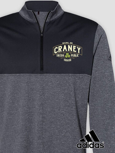 Irish Public House Black Heather/Graphite Embroidered Adidas Quarter-Zip Pullover