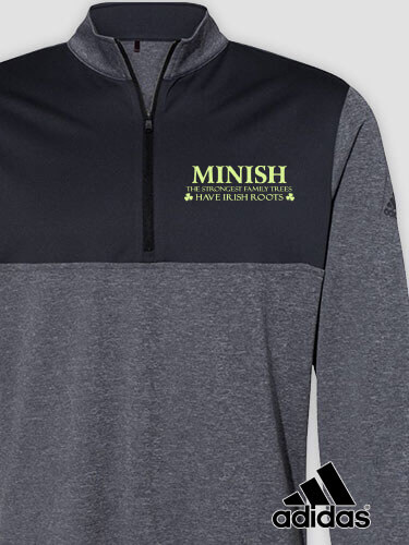 Irish Roots Black Heather/Graphite Embroidered Adidas Quarter-Zip Pullover