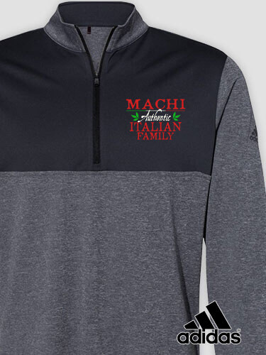 Italian Family Black Heather/Graphite Embroidered Adidas Quarter-Zip Pullover