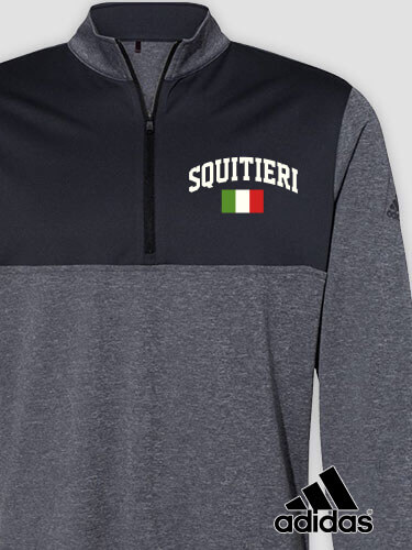 Italian Flag Varsity Black Heather/Graphite Embroidered Adidas Quarter-Zip Pullover