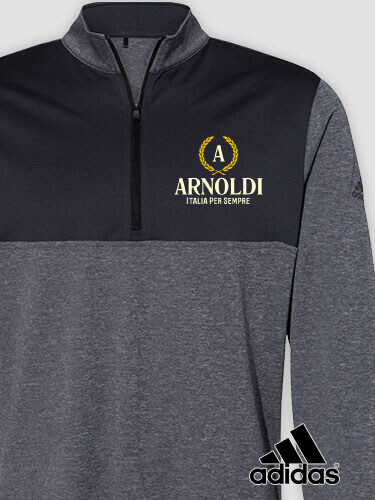 Italian Monogram Black Heather/Graphite Embroidered Adidas Quarter-Zip Pullover