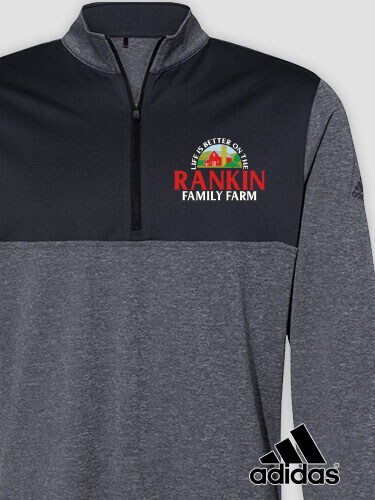 Life Is Better Farm Black Heather/Graphite Embroidered Adidas Quarter-Zip Pullover