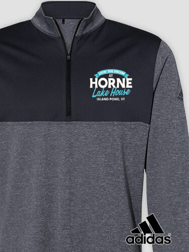Livin' The Dream Lake House Black Heather/Graphite Embroidered Adidas Quarter-Zip Pullover