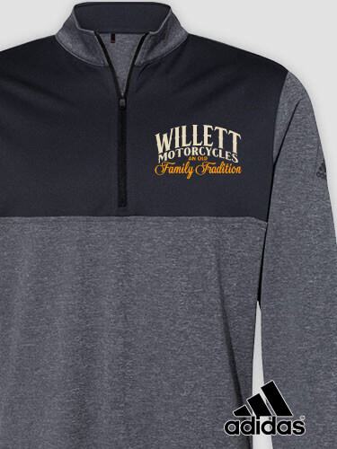 Motorcycle Family Tradition Black Heather/Graphite Embroidered Adidas Quarter-Zip Pullover