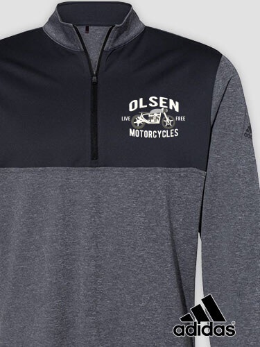 Motorcycles Black Heather/Graphite Embroidered Adidas Quarter-Zip Pullover