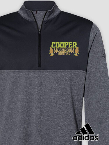 Mushroom Hunting Black Heather/Graphite Embroidered Adidas Quarter-Zip Pullover