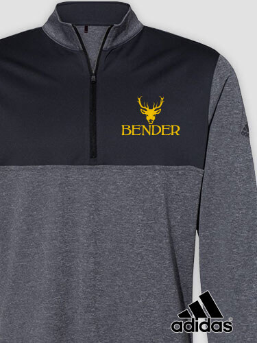 Old Stag Black Heather/Graphite Embroidered Adidas Quarter-Zip Pullover