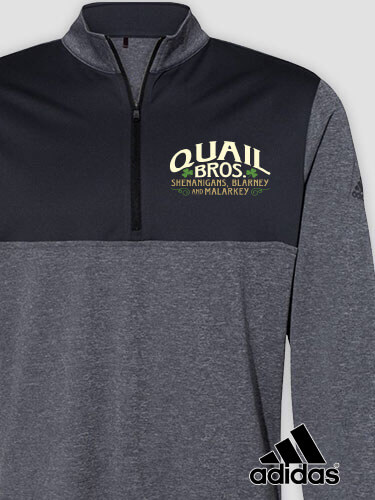 Shenanigans Black Heather/Graphite Embroidered Adidas Quarter-Zip Pullover