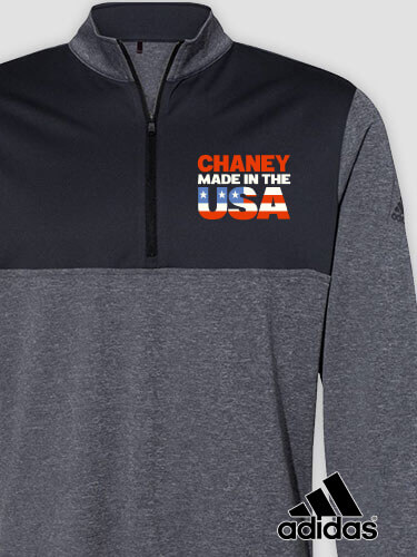 USA Family Black Heather/Graphite Embroidered Adidas Quarter-Zip Pullover