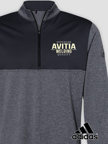 Welding Black Heather/Graphite Embroidered Adidas Quarter-Zip Pullover