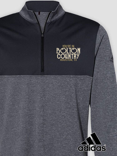 Your Country Black Heather/Graphite Embroidered Adidas Quarter-Zip Pullover