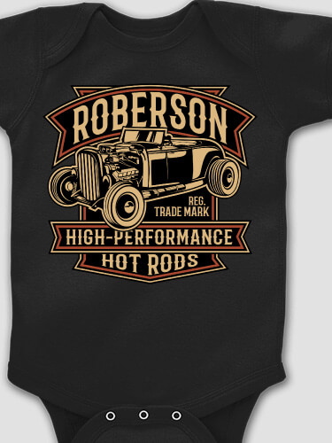 High-Performance Hot Rods Black Baby Bodysuit