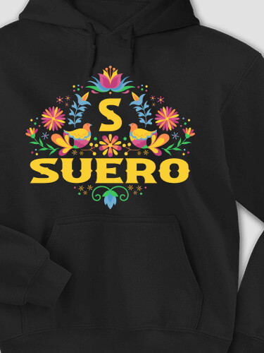 Hispanic Monogram Black Adult Hooded Sweatshirt