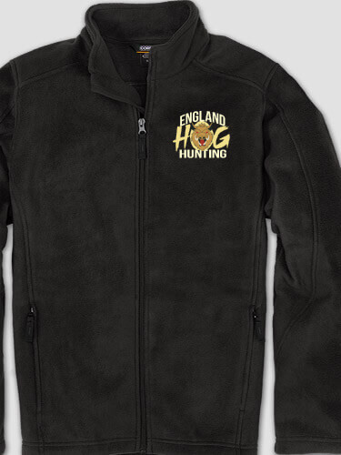Hog Hunting Black Embroidered Zippered Fleece